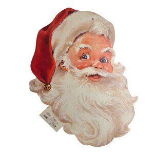 Vintage Christmas Santa‎ Claus Die Cut Decor Gibson Greetings Inc USA 14" NOS